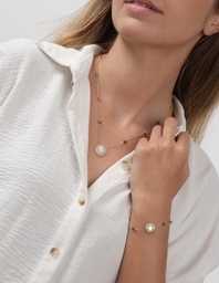 [COSOLNK] COLLIER SOLEIL nacre  plaqué or + 8 keishis