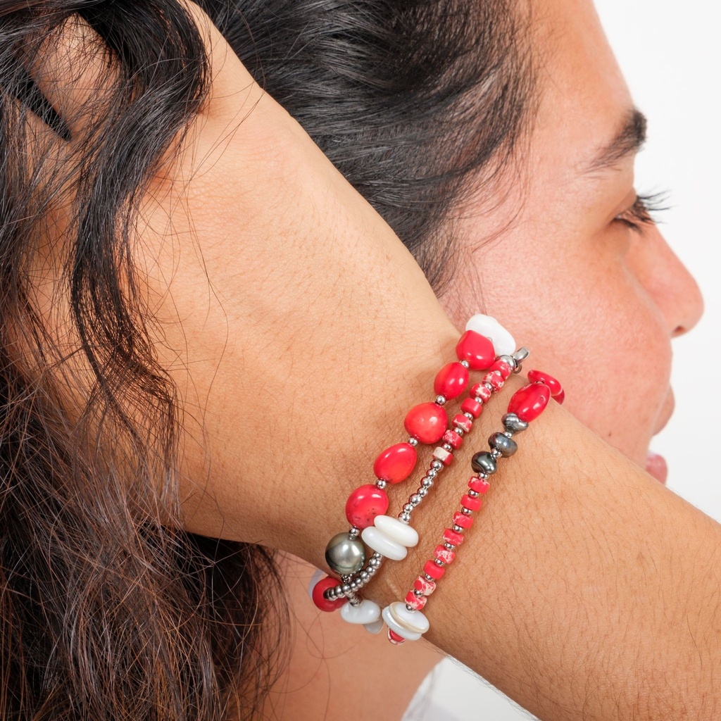 Bracelet Nico 3 tours rouge