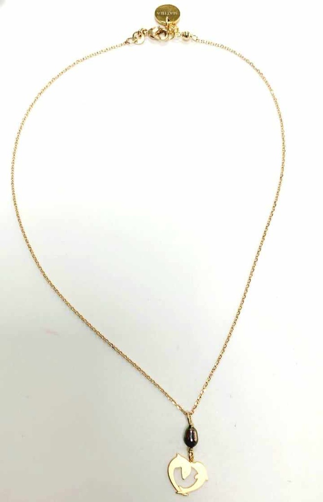 COLLIER ENFANT PLAQUE OR DAUPHINS + 1 KEISHI