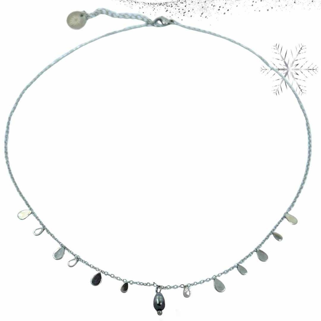 COLLIER MINI GOUTTES ET KEISHI - ACIER