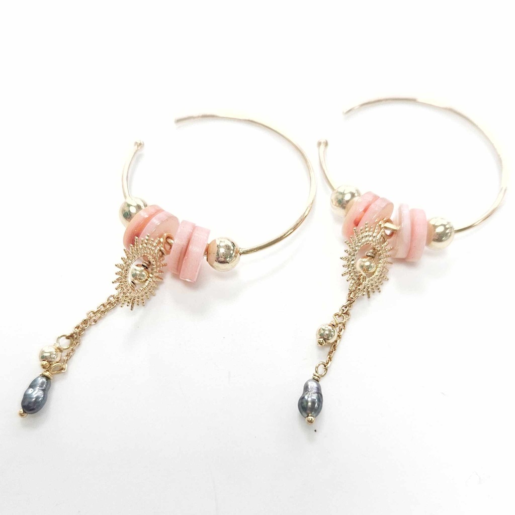 CREOLES ROSES ET KEISHIS - PLAQUE OR