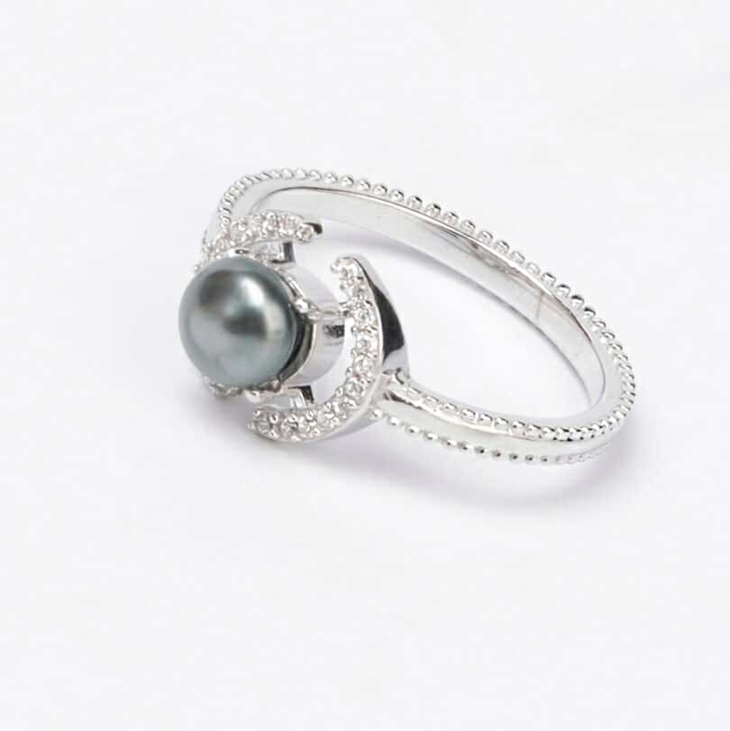 BAGUE ARGENT DOUBLE C,  KEISHI ET ZIRCONS