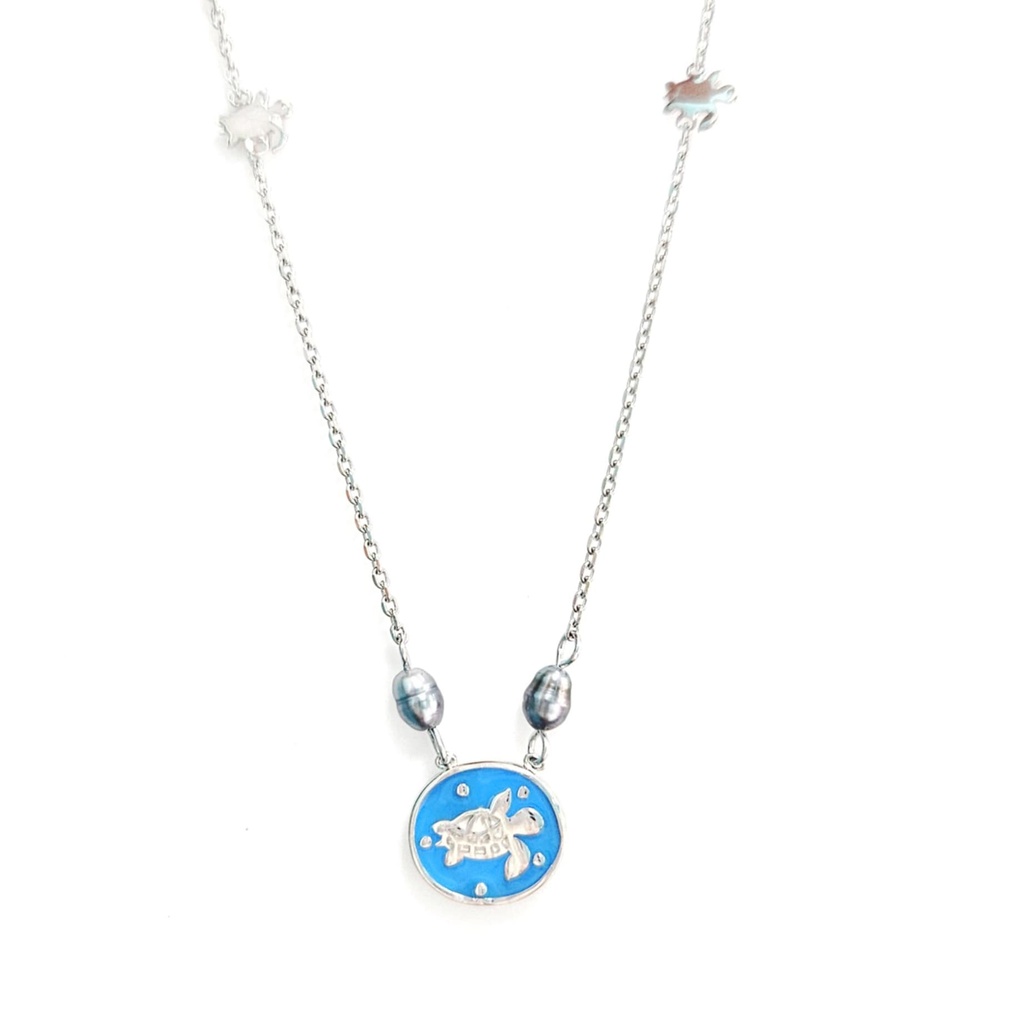 COLLIER ENFANT TORTUE ET 2 KEISHIS - ARGENT