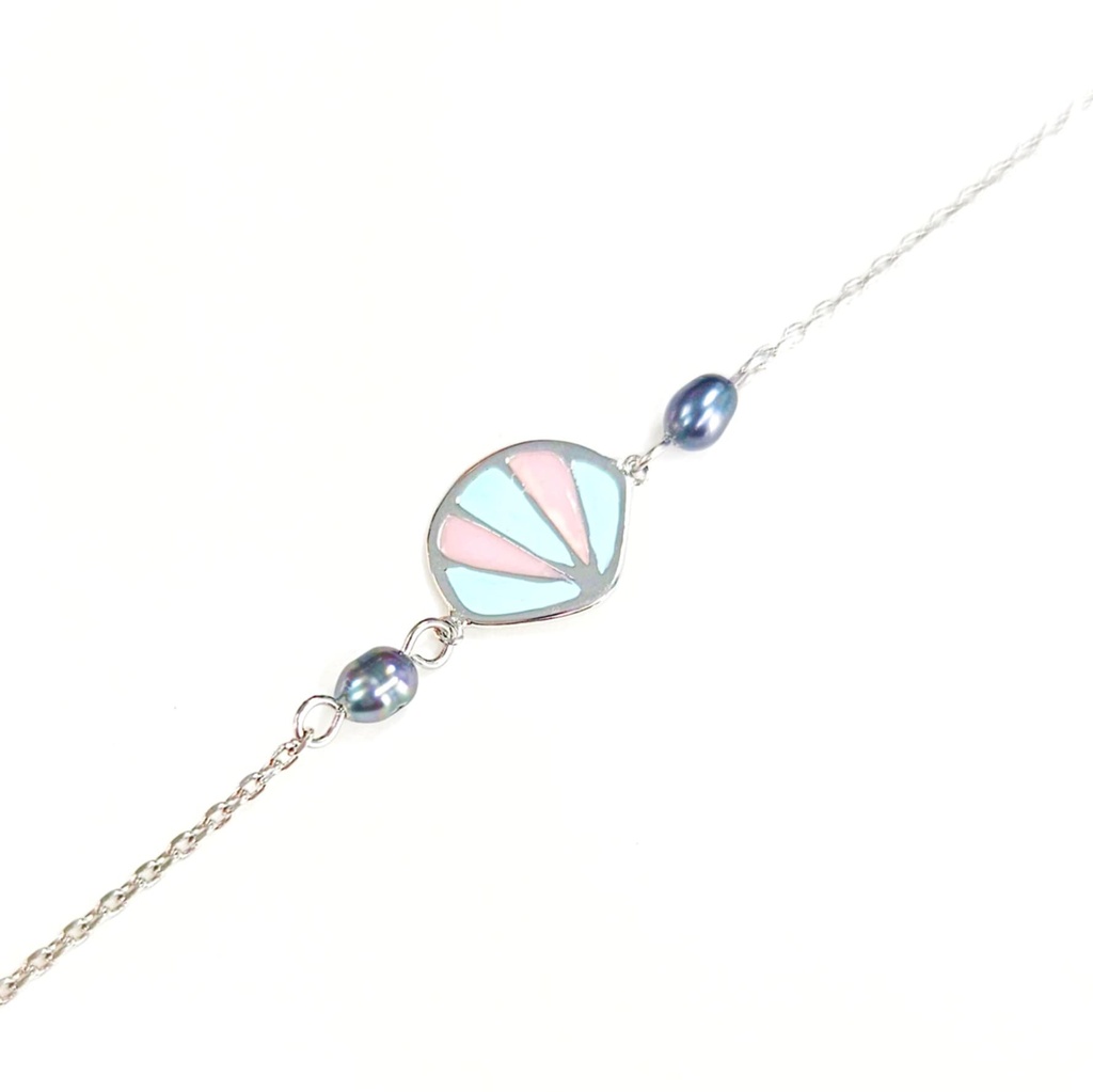 BRACELET ENFANT COQUILLAGE COLORE 2 KEISHIS - ARGENT