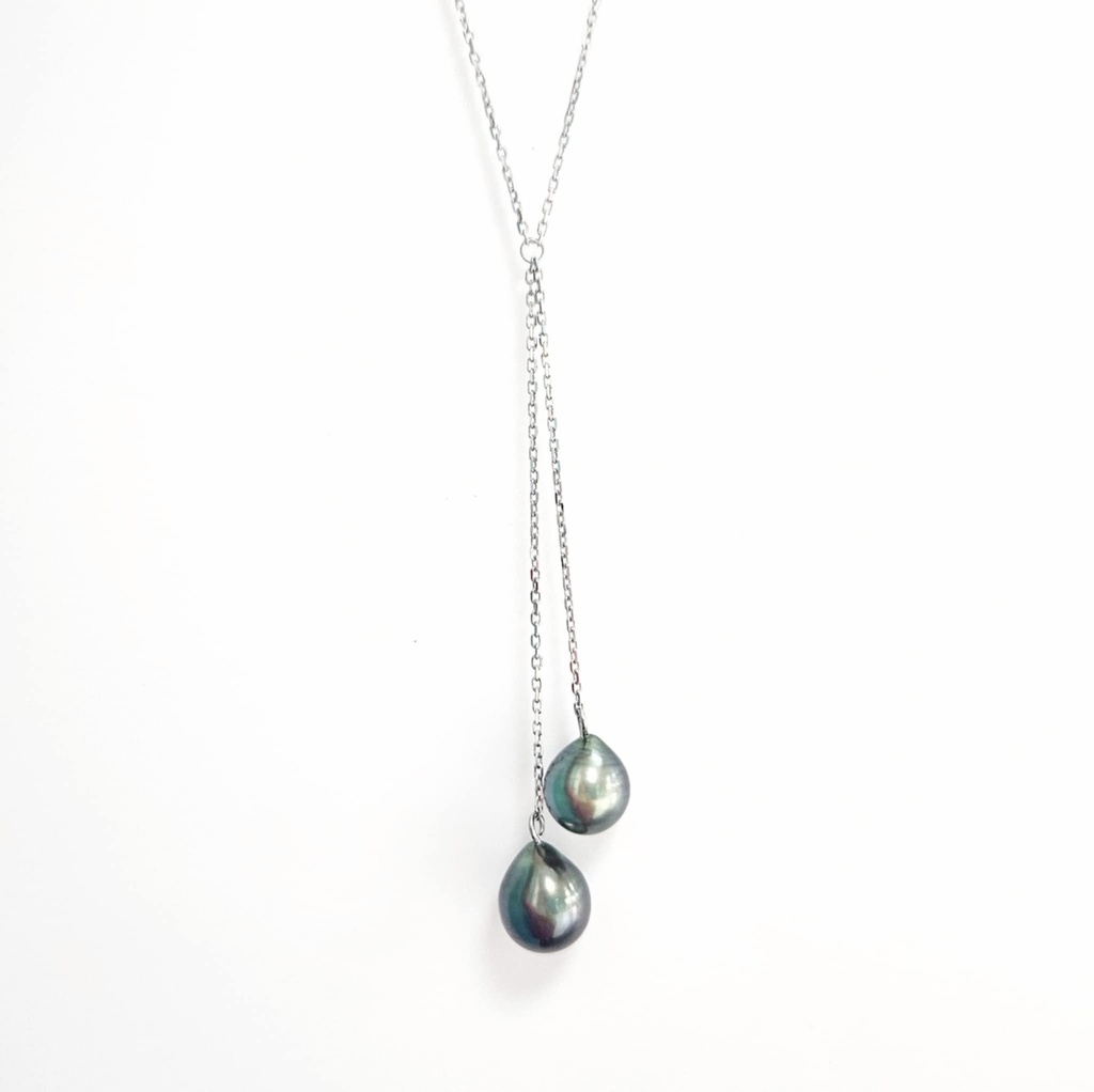 COLLIER TOI ET MOI AVEC PERLES DE TAHITI - ARGENT