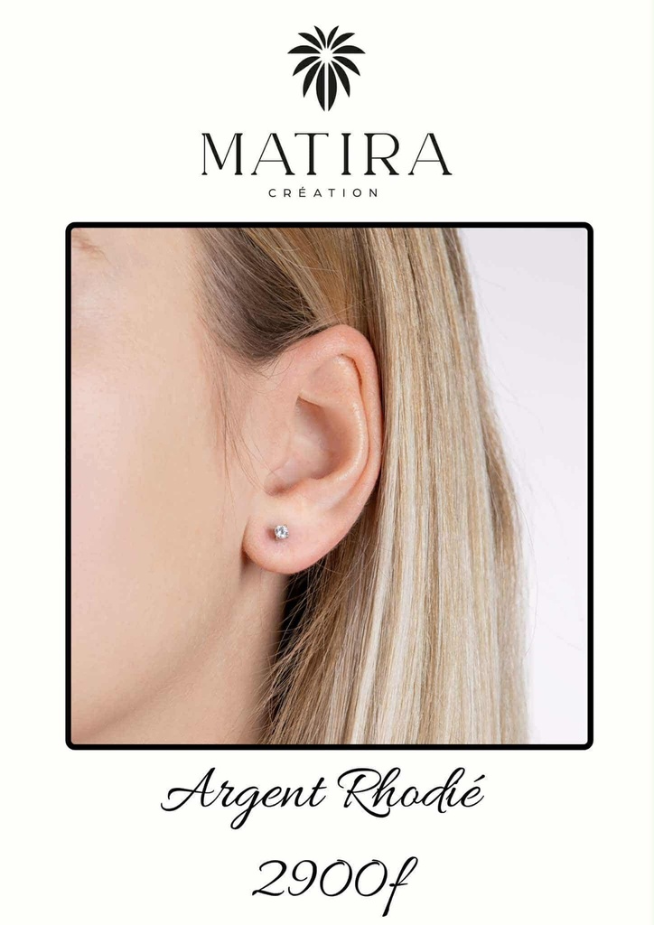 Boucles d'oreilles en argent zircons serti griffe - CARRE