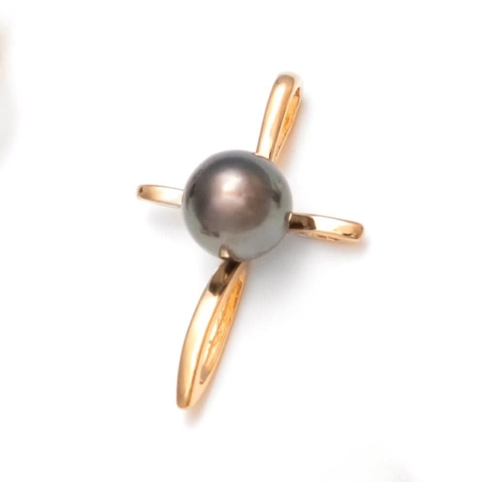 PENDENTIF CROIX ET PERLE - PLAQUE OR