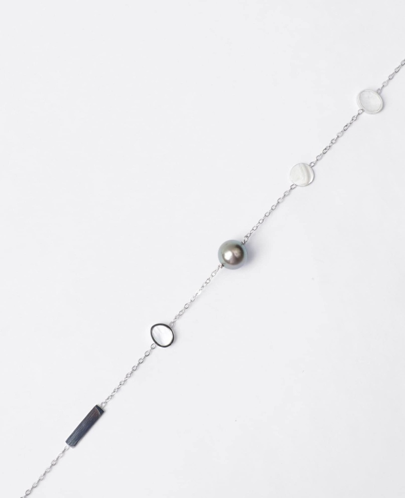 BRACELET PASTILLES NACRE ET PERLE - ACIER