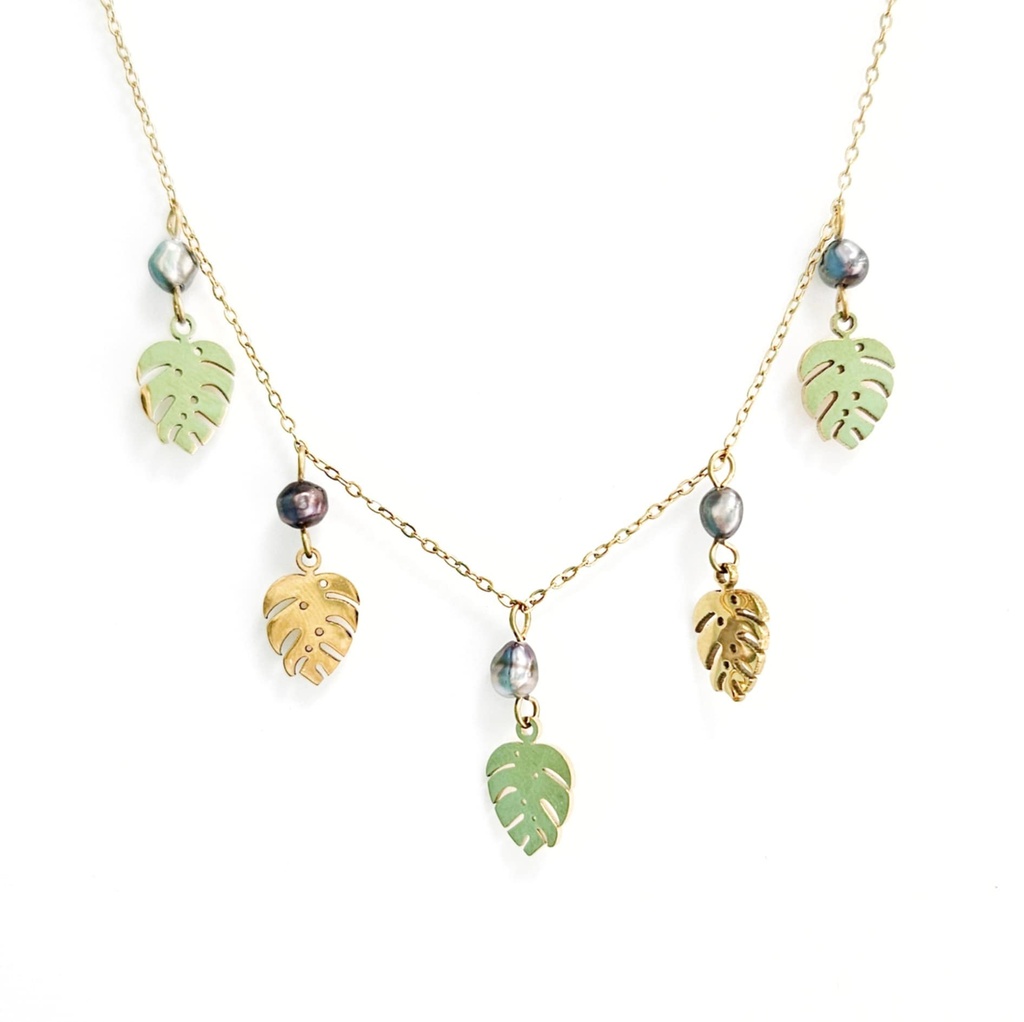 COLLIER BRELOQUES 5 APE 5 KEISHIS - ACIER DORE