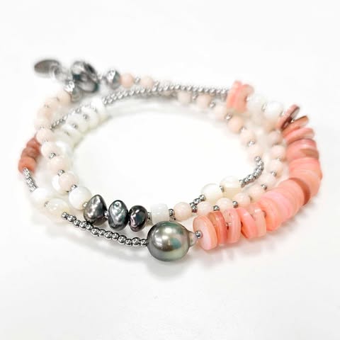 Bracelet Nico 3 tours ROSE ET BLANC