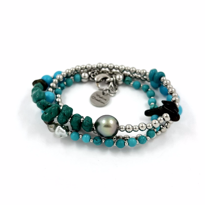 Bracelet Nico 3 tours turquoise