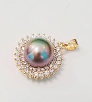 Pendentif Plaqué or zircon et Perle