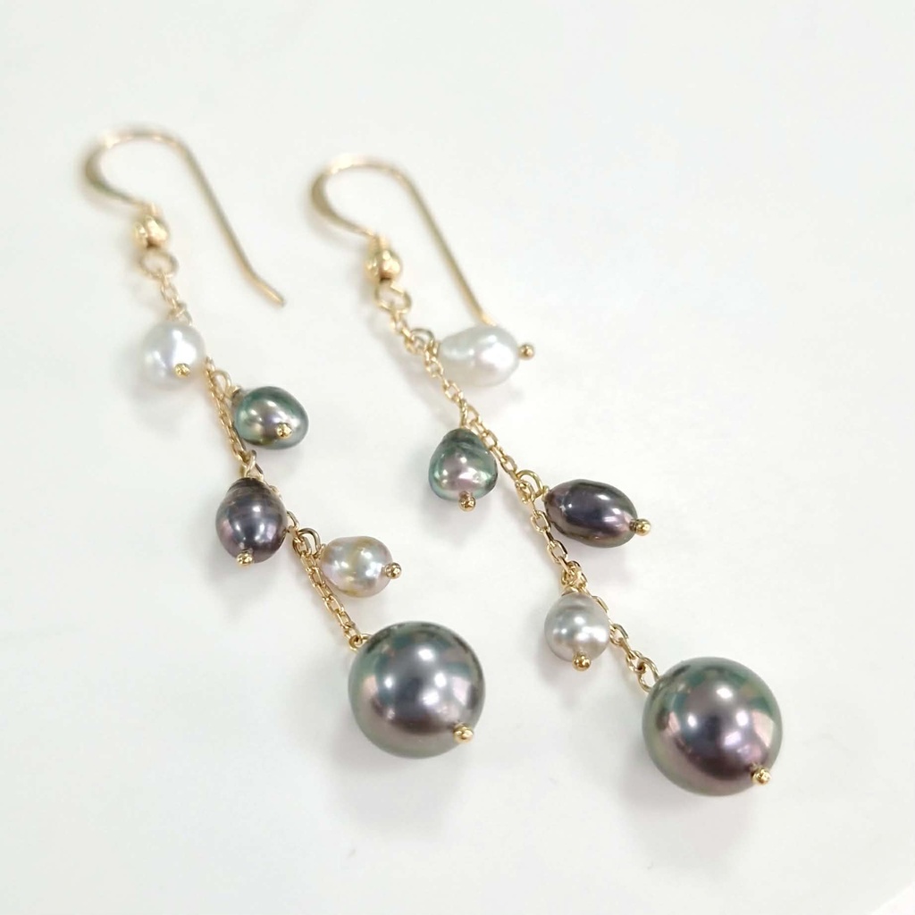 Boucles d'oreilles Grappe keishis &amp; perle