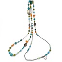 SAUTOIR multicolore Pierres naturelles, perles, nacres