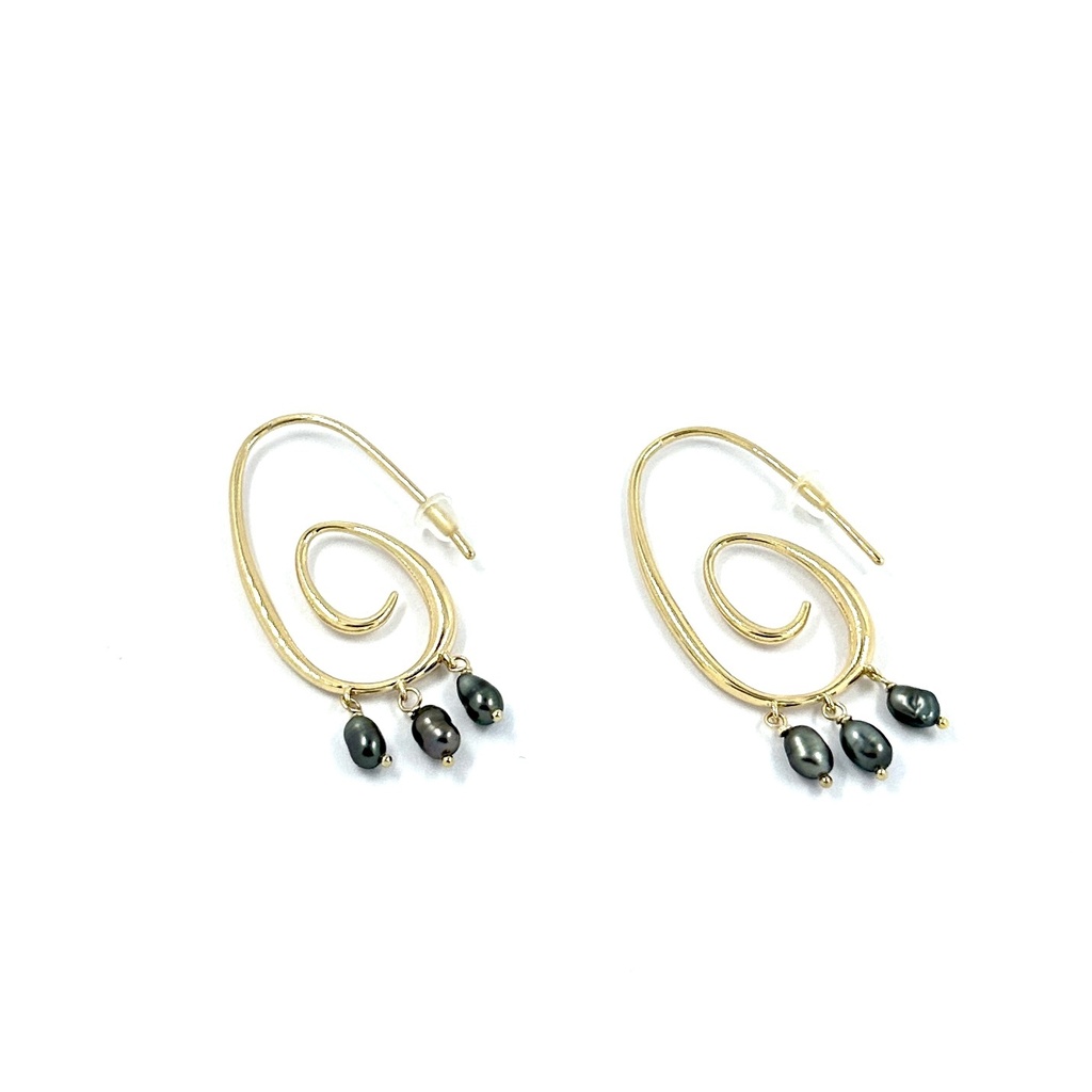 *Boucles d'oreilles plaqué or Spirale et keishis*