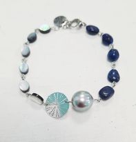 [ACBR9L] Bracelet Oursin Lapis et Perle