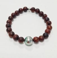 [HOBOIS] Bracelet élastique Homme Bois &amp; perle