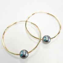 [GFCRP2] CREOLES plaqué or diamètre 5cms et perles de Tahiti