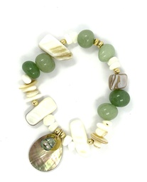 [GFBR72] Bracelet plaqué or élastique, keishi, nacres et pierres