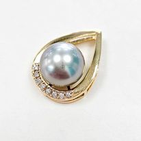 [P3] Pendentif plaqué or goutte Zircons et perle de Tahiti