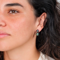 [BOP2] Boucles d'oreilles 2 perles de Tahiti - plaqué or