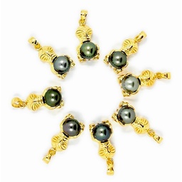 [TIKIGFP] PENDENTIF TIKI AVEC PERLE - PLAQUE OR