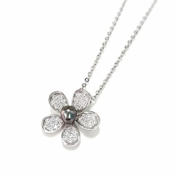 [COFLA] COLLIER ARGENT FLEUR ZIRCONS ET KEISHI