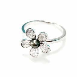 BAGUE ARGENT FLEUR ZIRCONS ET KEISHI