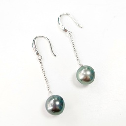 [RE918YA] BOUCLES D OREILLES PENDANTES PERLE DE TAHITI - ARGENT