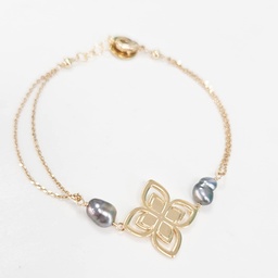 [FLEUR2K] BRACELET FLEUR 2 KEISHIS - PLAQUE OR
