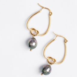 [ADCREOL] CREOLES NOEUD PERLE DE TAHITI - ACIER DORE