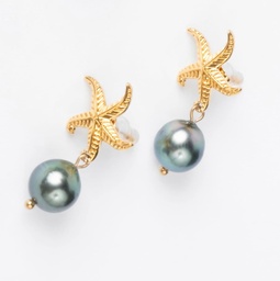 [STUDSET] BOUCLES D OREILLES STUDS ETOILE DE MER ET PERLE - ACIER DORE