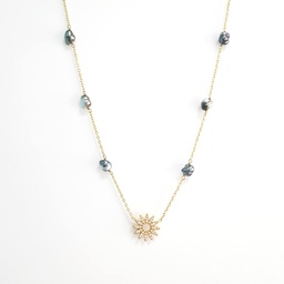 [COFLSO] COLLIER 6 KEISHIS FLEUR/SOLEIL - ACIER DORE