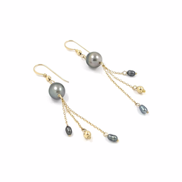 [GBOPK] boucles d'oreilles Perle+Keishis pompon