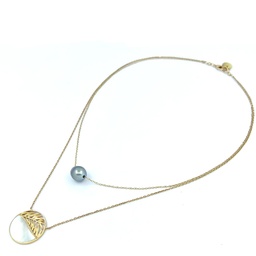 [PAGFPC] Collier double en plaqué or  PALMS +perle