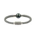 Bracelet Acier Homme et Perle de Tahiti