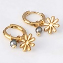 MINI CREOLES FLEUR ET KEISHIS - ACIER DORE