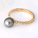 BAGUE SEMI ETERNITE ZIRCONS ET PERLE - PLAQUE OR