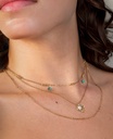 Collier en acier doré pierres + estampe + 1 keishi
