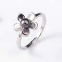 BAGUE ARGENT FLEUR 5 PETALES ET 1 KEISHI