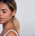 Boucles d'oreille plaqué or Ellipse perle de Tahiti