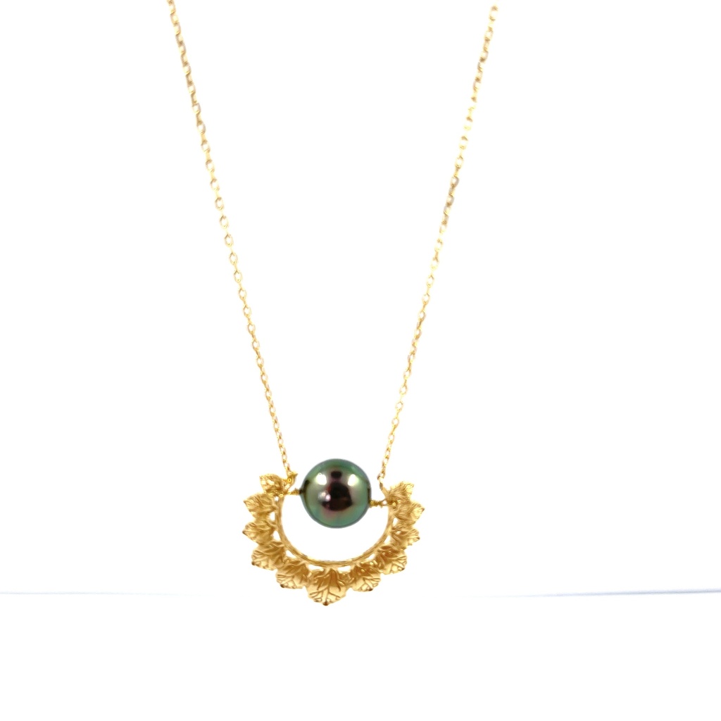 Collier Vigne plaqué or et perle de Tahiti