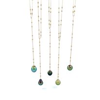 Collier plaqué or chaîne boulette perle de Tahiti