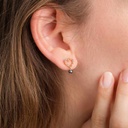 BOUCLES D'OREILLES COEURS plaqué or zircons colorés et KEISHI
