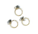 Bague plaqué or strass et 3 keishis en breloque
