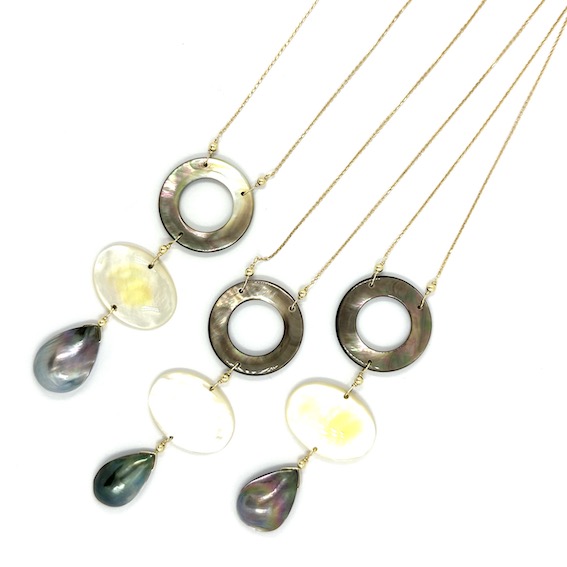 Collier plaqué or, Mabé et nacre