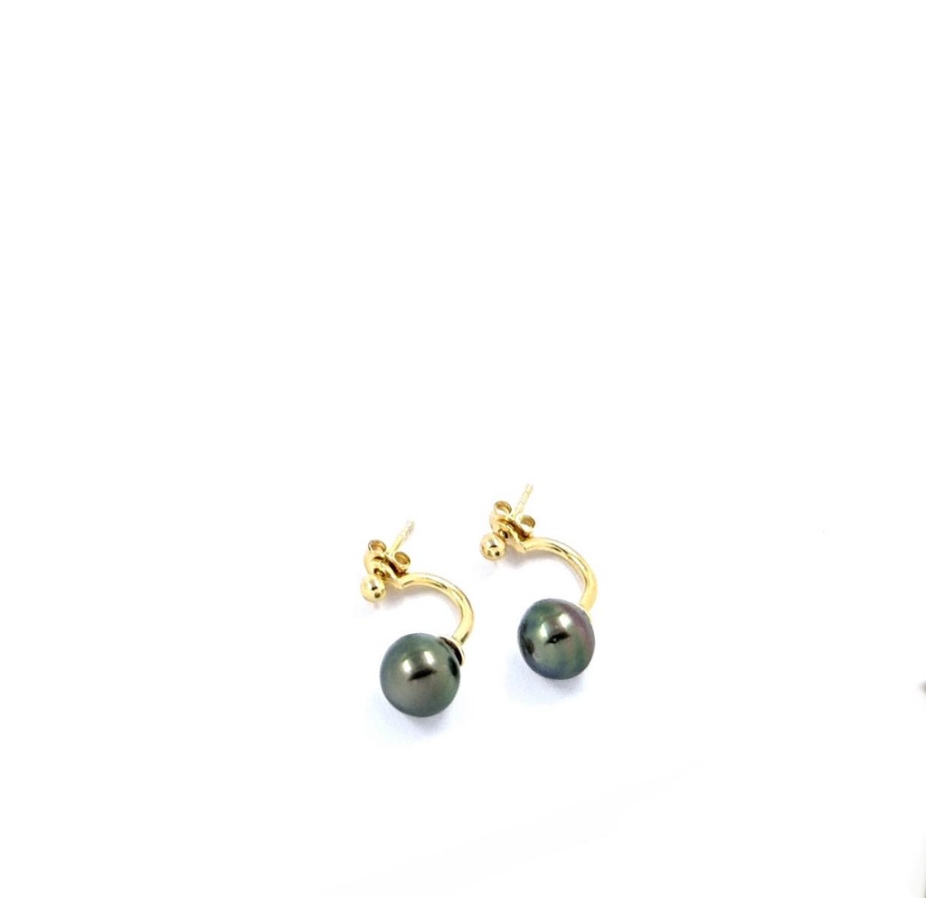 Boucles d'oreilles plaqué or modulable et perle de Tahiti