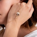 Bijou de main plaqué or Lune en nacre et keishis
