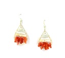 Boucles d’oreilles plaqué or, Keishis, nacre, corail et pierres