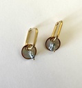 Boucles d'oreilles acier doré nacre ronde et keishis
